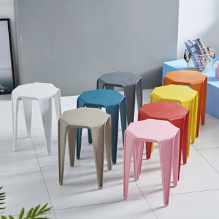 华恺之星 塑料凳子 家用休闲椅板凳餐椅子小边桌等位椅HK5063白色