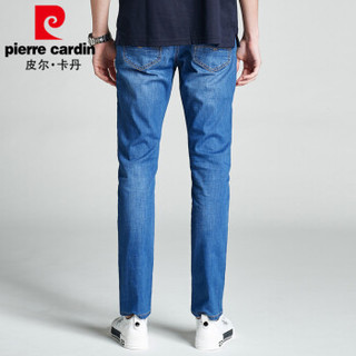 皮尔卡丹pierre cardin 牛仔裤男2019秋季新款修身时尚休闲长裤中青年1911 中蓝29码(腰围2.2尺)