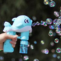 海阳之星 儿童电动海豚泡泡枪  送5包泡泡液 3节电池  蓝色