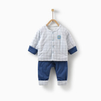 童泰秋冬婴儿对开棉套装3-18个月 T93D1163 蓝色 80