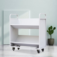 奈高 NG档案室推车图书馆小推车手推车静音移动书架柜 双层V型书车