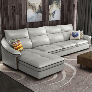 A家家具 沙发 客厅整装现代简约沙发 头层牛皮组合沙发（三色可选 留言备注）三人位+中+右贵妃位 DB1557