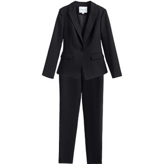 尚都比拉（Sentubila）2019新款简约收腰西装长裤套装通勤时尚两件套 193Z0126414 黑色 L