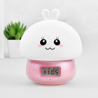 北极星（POLARIS）闹钟 可爱兔子摇控床头灯可录音变色7种颜色多功能计时钟 LJA-003粉色