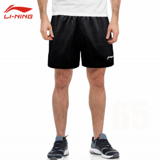 李宁LI-NING 短裤男款健身服运动户外跑步羽毛球速干运动裤黑色 AKSN721-1 L码 