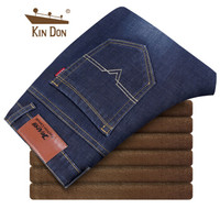 金盾（KIN DON）加绒牛仔裤 新款男士时尚弹力加绒保暖牛仔裤009蓝色加绒31