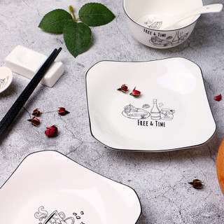 敏杨 餐具套装碗碟套装陶瓷碗碟盘子筷子20头微波炉餐具日式自由甜蜜时光