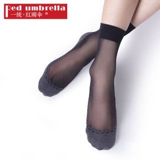 一统·红雨伞 袜子女短袜SPA面膜棉底不易勾丝薄短丝袜 3双装黑色均码