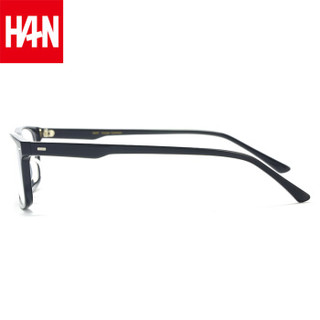 汉（HAN）时尚近视眼镜框架男女款 板材防蓝光辐射光学眼镜框架 4955 经典纯黑 配1.56非球面防蓝光镜片(0-400度)