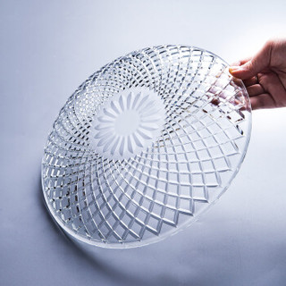 悠米兔yomerto  玻璃水果盘透明水晶创意客厅家用装水果篮简约 8英寸2只装网纹玻璃果盘