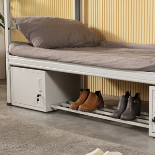 佐盛学生公寓床铁架床上下铺铁床工地员工宿舍免螺丝双层床高低床成人床带床板含床下柜