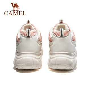骆驼(CAMEL) 休闲鞋运动鞋情侣潮流老爹鞋时尚耐磨透气潮鞋子轻便百搭跑步鞋 A91304665 女款米粉 40