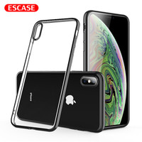 ESCASE 苹果xs手机壳iphonexs保护套硅胶软壳透明全包防摔抖音同款电镀边框男女 黑色