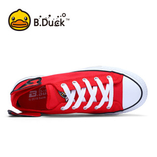 B.Duck小黄鸭女鞋 低帮帆布鞋时尚潮流休闲经典低帮女鞋 Y935752 红色 40