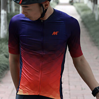 迈森兰 MYSENLAN 男子骑行服夏季短袖自行车山地车公路车骑行上衣公路车衣服紧身速干M1011212 烈焰 橙色 L