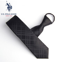 us polo assn U.S.POLO ASSN.拉链领带男免打结拉得懒人西装领带职场正装婚礼保安学院风送礼盒装 SLDOO-60006 黑色格纹