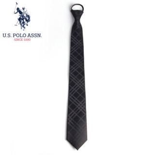 us polo assn U.S.POLO ASSN.拉链领带男免打结拉得懒人西装领带职场正装婚礼保安学院风送礼盒装 SLDOO-60006 黑色格纹