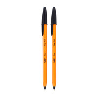 BIC比克Cristal Orange 圆珠笔0.7mm2支装（黑色）学生文具蓝黑红办公塑料原子笔老师penbeat专用