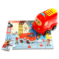 特宝儿（topbright）仿真消防车小车儿童拼图玩具宝宝木质拼图男孩女孩儿童玩具2-3岁-6岁