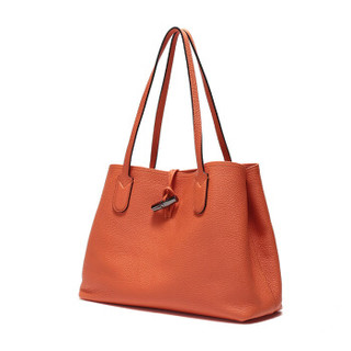 LONGCHAMP 珑骧 2019新品 女士ROSEAU系列橘色牛皮中号手提单肩包 2686 968 017