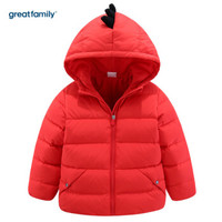 歌瑞家（greatfamily）童装男童冬季新款短款连帽白鸭绒羽绒服保暖必备 红色90