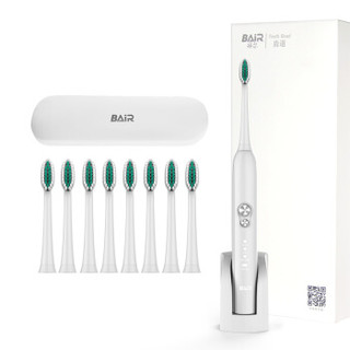 拜尔 BAIR 电动牙刷成人   智能声波震动充电式软毛X6 白色（主机+8个刷头）