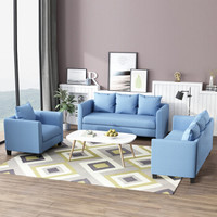 杜沃 沙发 北欧客厅家具 布艺沙发 北欧小户型三人位沙发 可拆洗组合沙发 1.82米+1.58米+单人位  浅蓝