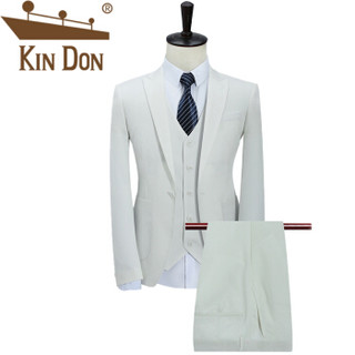 金盾（KIN DON）西服套装 男2019秋季新款修身商务正装英伦风西装三件套 D216-6116 白色 4XL