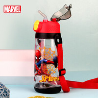 Disney 迪士尼 塑料水杯夏季弹跳吸管杯600ML大容量耐摔Tritan运动水壶背带水瓶 蜘蛛侠红色 HM3228A2-1