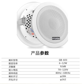 现代（HYUNDAI）F-18 6英寸吸顶音响喇叭套装 天花吊顶家庭音箱蓝牙功放机背景音乐广播嵌入式 放机+10喇叭