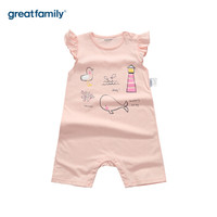 歌瑞家（greatfamily）夏季婴儿衣服连体衣爬服宝宝外出服哈衣 粉色90码