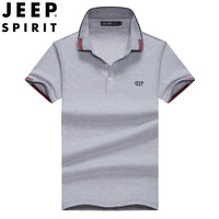 吉普 JEEP2019舒适春装新款翻领商务休闲青年男士polo衫男装 PO1791959 灰色 3XL