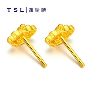 TSL/谢瑞麟 黄金耳钉 爱冕系列 黄金镂空皇冠耳钉送女友 YL941 约1.7克