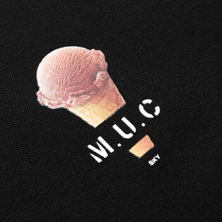 雅鹿 男士POLO衫 2019夏季新款冰淇淋印花创意青年百搭时尚潮流个性舒适T恤短袖 19632078 黑色 165/M