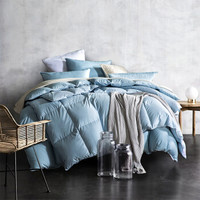 斯诺曼（snowman）子母被 95%白鹅绒羽绒被 暖气空调四季被 加厚组合1+1被芯 蓝色 220*240cm 450g+900g