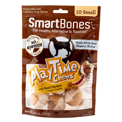 SmartBones 宠物零食狗零食磨牙棒洁齿骨双色编织球花生味  迷你-10支装