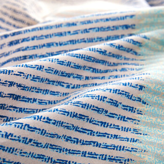 博洋家纺 BEYOND 床上用品 简约格纹全棉印花套件 双人加大纯棉床单四件套 蓝瑟 1.5米 200*230cm