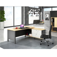 华旦 现代简约板式经理桌单人办公电脑桌班台行政桌 FR1616 蜡木+铁灰