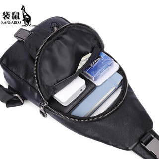 袋鼠（KANGAROO）男士胸包手机包休闲运动单肩包时尚男包 黑色 KMBD0619019