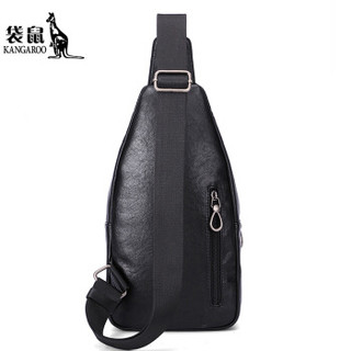袋鼠（KANGAROO）男士胸包手机包休闲运动单肩包时尚男包 黑色 KMBD0619019