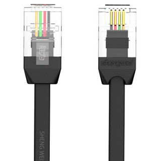 胜为（shengwei）电话线4芯座机多股扁平 20米黑色 6P4C语音跳线成品RJ11延长线 TC-1200A