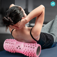 米客 泡沫轴瑜伽柱滚轴放松肌肉狼牙棒瑜伽泡沫滚轴健身按摩轴 双色-粉色+冷灰 MK2805-01