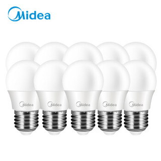 美的(Midea) LED节能灯泡 球泡 3W E27大螺口 5700K 正白光源 日光色 十只装