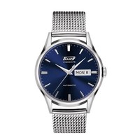 TISSOT 天梭 官方正品2019新款唯思达经典机械钢带手表男表 40mm 蓝色  银色 不锈钢