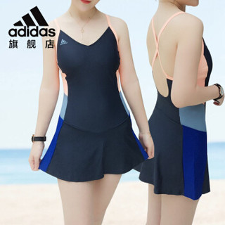 adidas阿迪达斯  连体泳衣女 连衣裙泳衣大码保守 显瘦遮肚可爱泳裙  CZ0675 品红 2XL