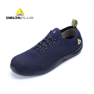 代尔塔（Deltaplus）透气劳保鞋 19年新款 3D双层飞织 防砸防刺穿 防静电 时尚双色安全鞋 301228 蓝色 37