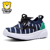 Boogie Bear 2019春季新款男女童鞋弹力飞织休闲袜子鞋儿童鞋网鞋 BB191F0701 海军蓝 28