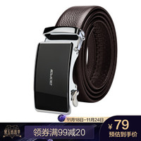 博牌Bopai 皮带男士头层牛皮腰带 商务休闲裤带 自动扣啡色 813-037215 啡色
