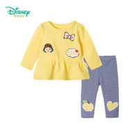 迪士尼（Disney）童装新品女童套装甜美公主长袖长裤宝宝外出服两件套191T912 浅黄 6个月/身高66cm