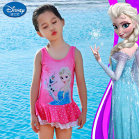 迪士尼（DISNEY）儿童泳衣 迪士尼冰雪奇缘系列 女童连体裙式泳装SPQ10062A 玫红色 110